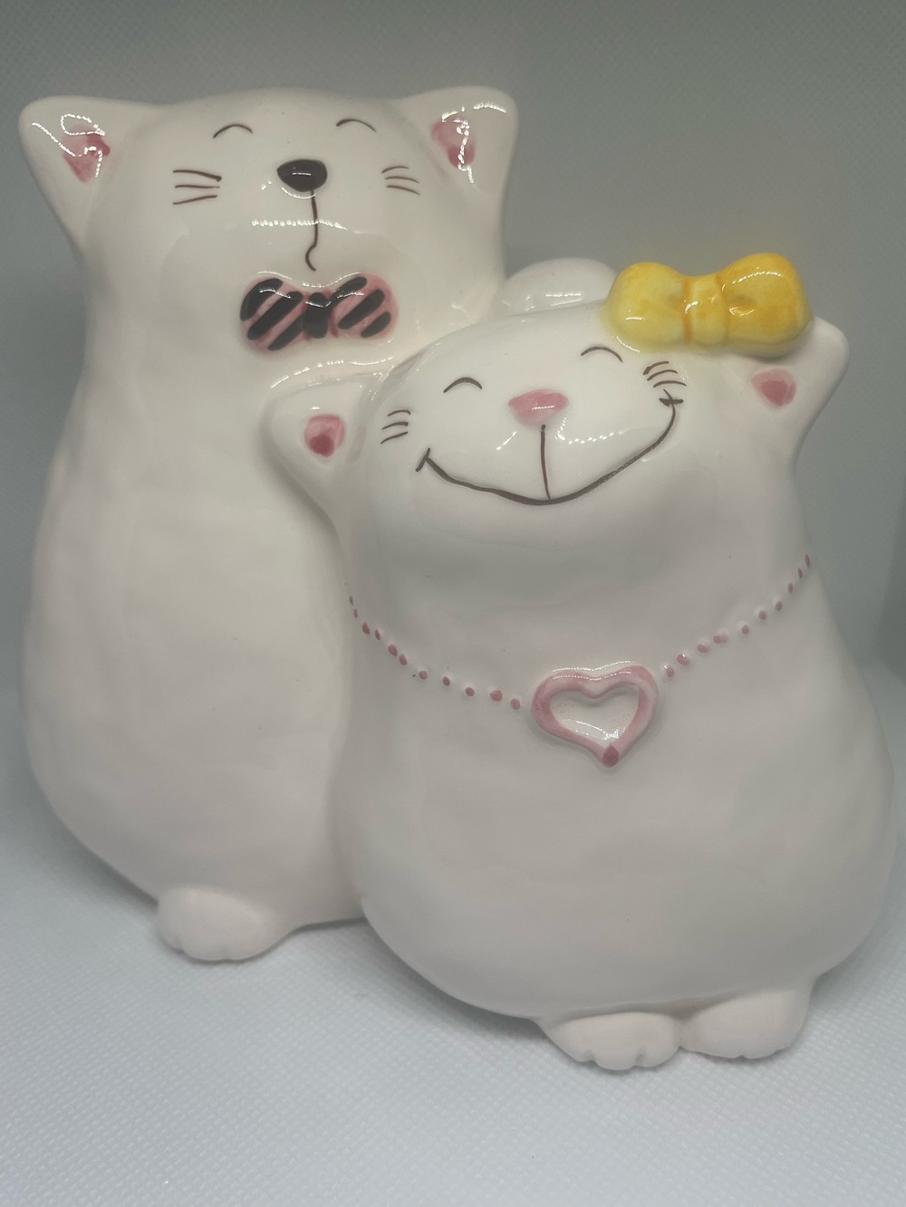 Vintage Ceramic Russ Berrie & Co. Bitsy And Beau Cat Coin Bank Cats Boy & Girl